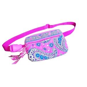 Vera Bradley‎ Boysenberry Quilted Purple Paisley Belt Bag Fanny Pack 8"X6"X1"